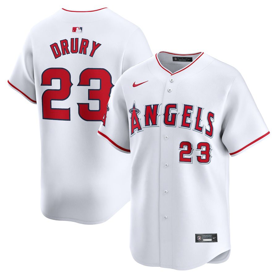 Men Los Angeles Angels 23 Brandon Drury Nike White Home Limited Player MLB Jersey